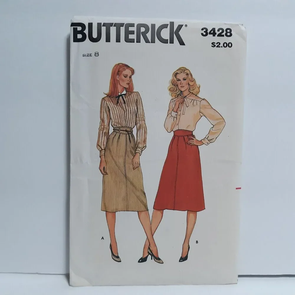 Vintage Butterick 3428 Sewing Pattern NEW Womens A-Line Skirt Size 8 Belt Loops